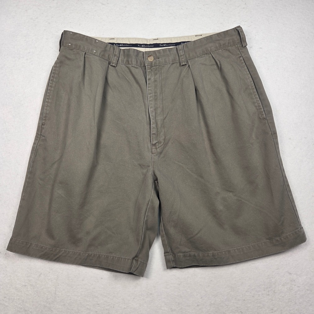 Vintage Polo Ralph Lauren Double Pleated Chino Shorts Men 36 Brown Cotton Andrew